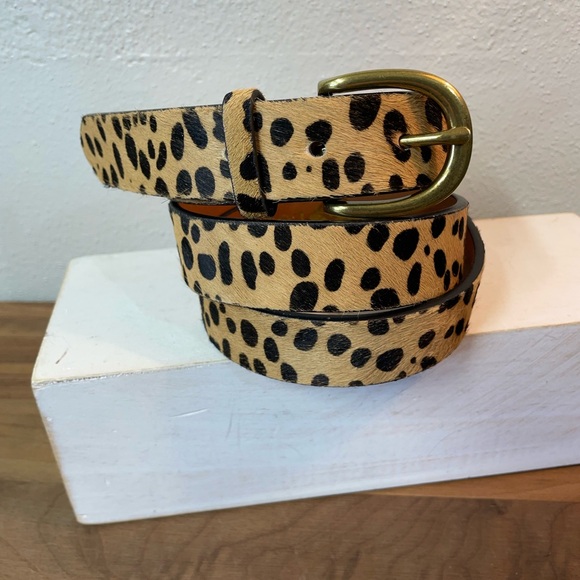 Loklik Leopard Print Haircalf Leather Belt Medium Western Boho Artsy Rodeo - Picture 1 of 10